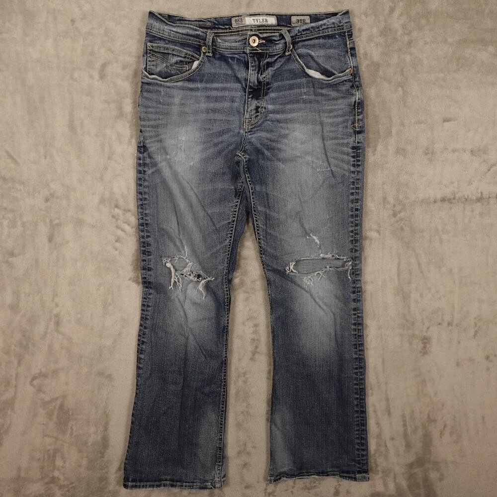 BKE jeans Tyler relaxed bootcut men's 31R blue denim distressed‎